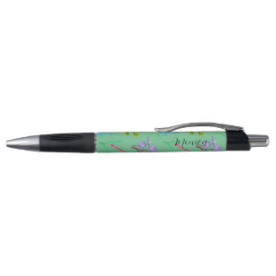 Stylo Délicate aquarelle fleurs sauvages en menthe