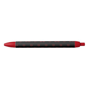 Stylo d'encre noir Coeurs rouges