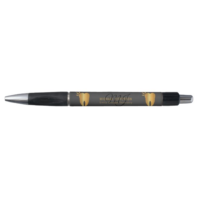 Stylo Dentiste de monogramme - Noir et or (Devant)