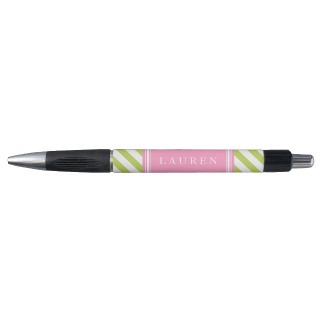 Stylo Des rayures vertes et roses (Devant)