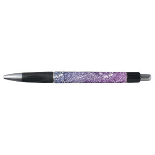 Stylo Design floral complexe dans les tons violets et bl