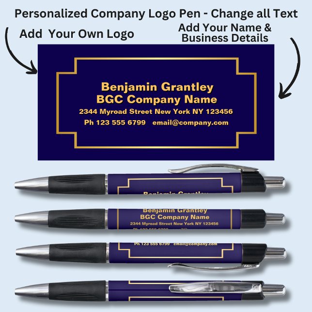 Stylo Détails de l'entreprise Nom, Gold Orange Texte, Na (Créateur téléchargé)