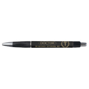 Stylo Docteur - symbole Médicale - noir et or