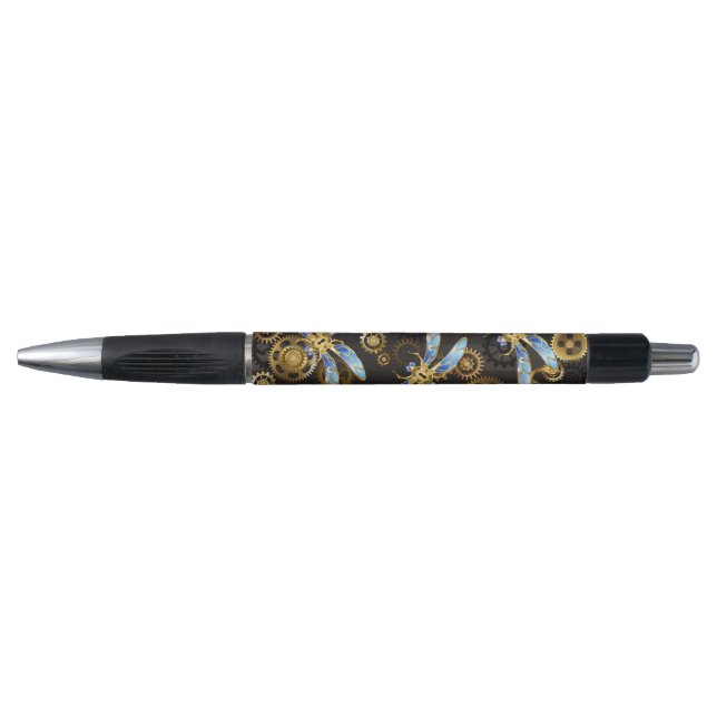 Stylo Dragonflies de Steampunk sur arrière - plan rayé b (Devant)