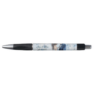 Stylo Dusty Blue Alcohol Ink Bride & Groom Mariage