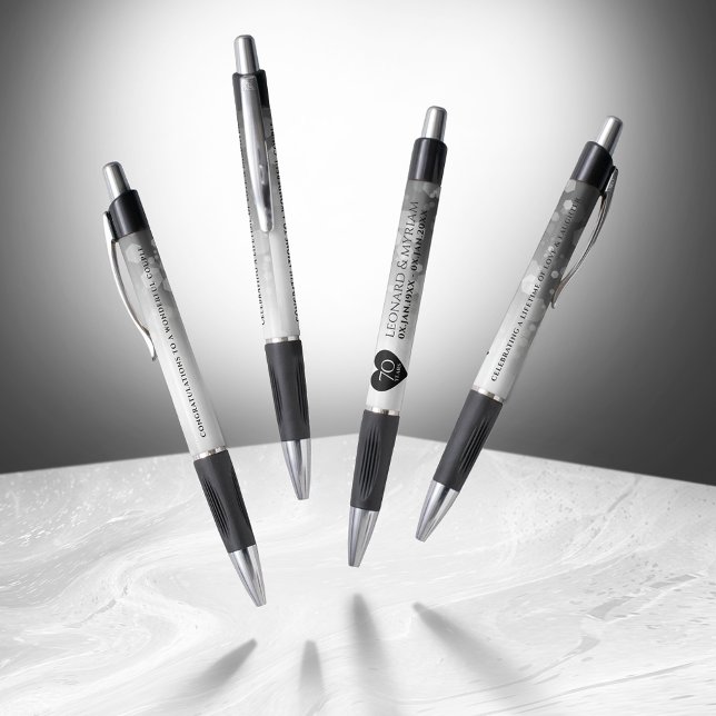 Stylo Élégant 70e anniversaire de Mariage Platinum (Elegant 70th Platinum Wedding Anniversary Dancing Pens Cover Photo)