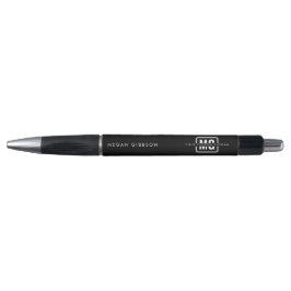 Stylo Élégant Monogramme noir moderne Nom personnalisé M