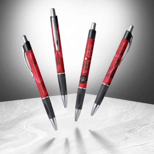 Stylo Élégante célébration du 36e anniversaire du Mariag (Elegant 36th Rose Wedding Anniversary Pen Cover Photo)