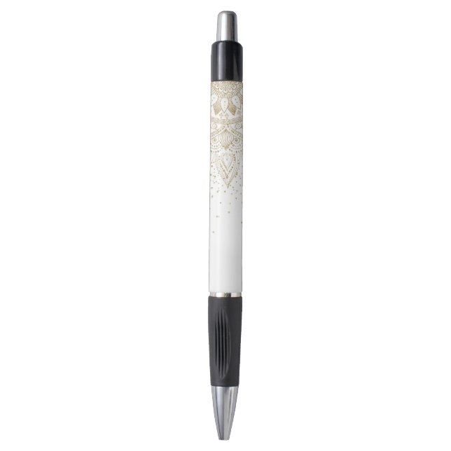 Stylo Elégante conception de points Mandala Or (Devant (Vertical))