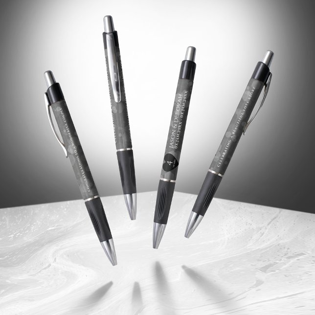 Stylo Élégante fête du 4e anniversaire du Mariage de lin (Elegant 4th Linen Wedding Anniversary Dancing Pens Cover Photo)