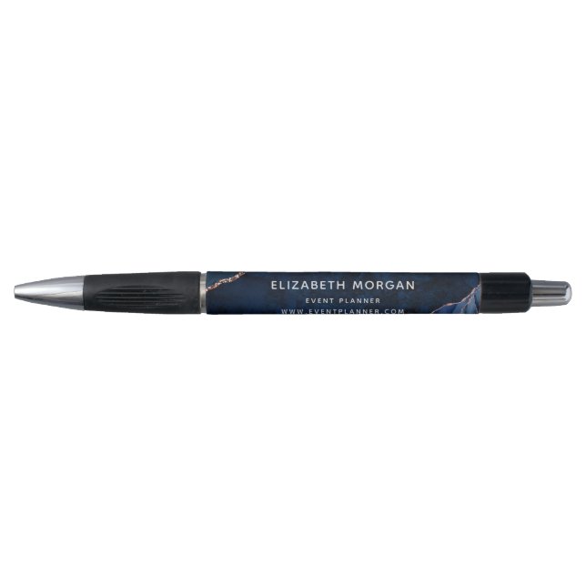 Stylo Elégante Marine Blue Agate Marbre Rose Parties sci (Devant)