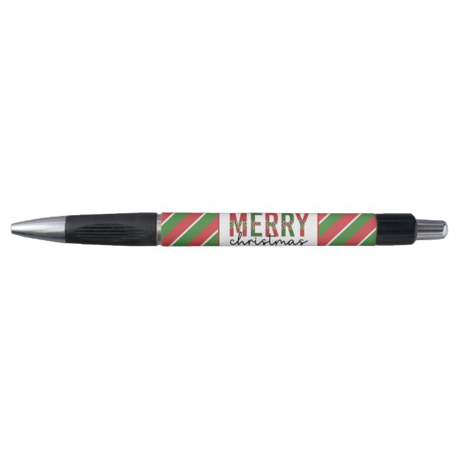 Stylo Empreinte de léopard de Noël moderne Red Green Str (Devant)