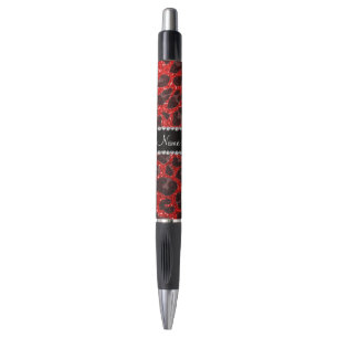 Stylo Empreinte de léopard de parties scintillant rouge