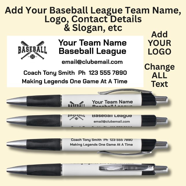 Stylo Équipe de baseball - Ajoutez vos propres détails & (Créateur téléchargé)
