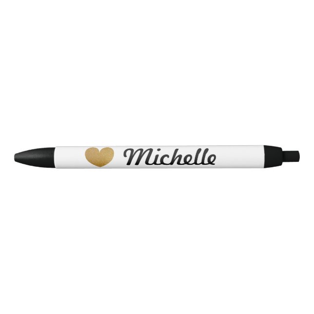 Stylo Faux or glittery coeur nom personnalisé (Devant)