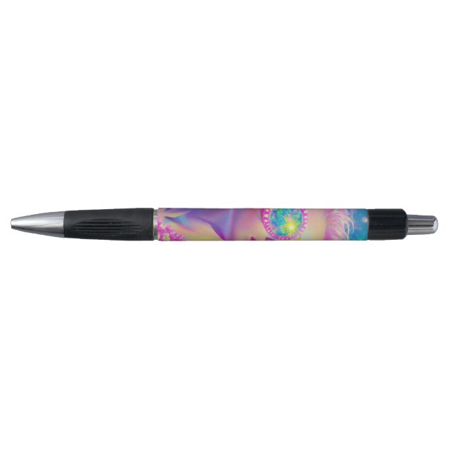 Stylo Femme de Néon glamour avec lunettes étincelantes (Devant)