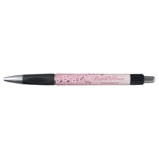 Stylo Fille Fleur Cerisier Parties scintillant rose Mono (Devant)