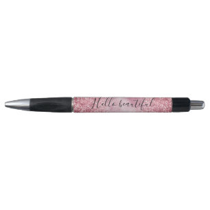 Stylo Fille Parties scintillant de verre rose étincelant