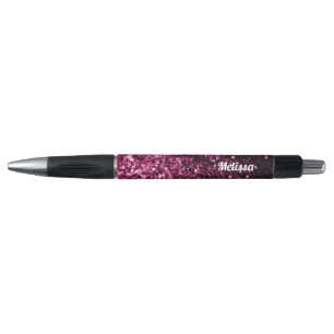 Stylo Flammes de parties scintillant rose foncé brillant