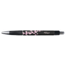 Fleur de cerisier rose monogramme noir
