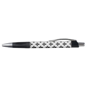 Stylo Fleur de Lis Motif, Royal French, Noir sur Blanc