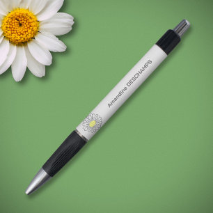 Stylo Fleur de marguerite botanique blanc