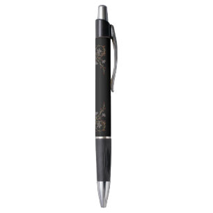 Stylo Fleurs Art Déco sur fond noir