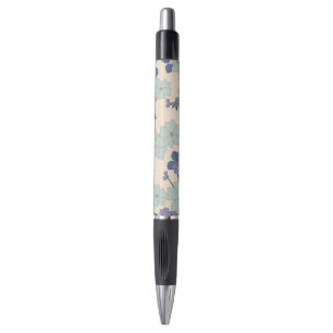Stylo Fleurs Bleues, Fleurs Violettes, Motif Floral