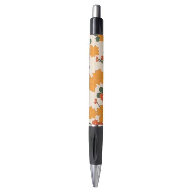Stylo Fleurs Oranges, Motif Floral, Motif De Fleurs (Devant (Vertical))