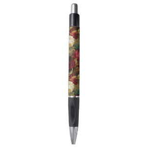 Stylo Fleurs rouges blanches vertes