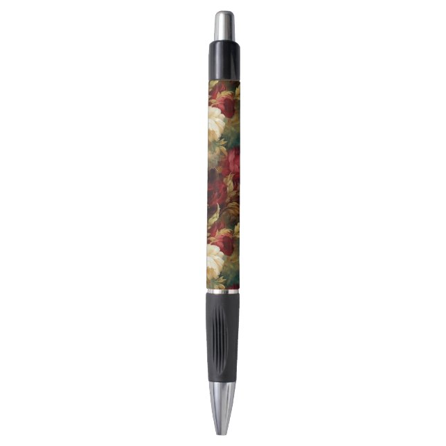 Stylo Fleurs rouges blanches vertes (Devant (Vertical))