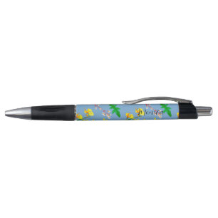 Stylo Fleurs sauvages délicats dans les aquarelles bleu