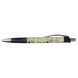 Stylo Fleurs sauvages délicats en aquarelles vertes