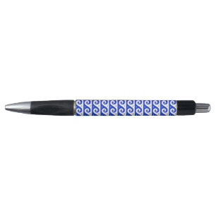 Stylo Fret grec, Motif d'onde méditerranéen, Bleu