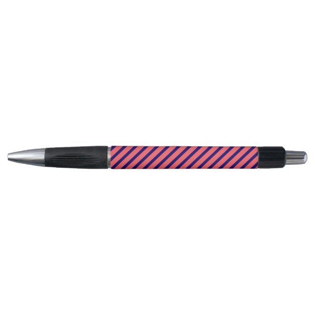 Stylo Fuchsia et rayures jaunes avec bleu marine (Devant)