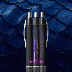 Stylo Fumée de dragon noir et pourpre avec votre nom