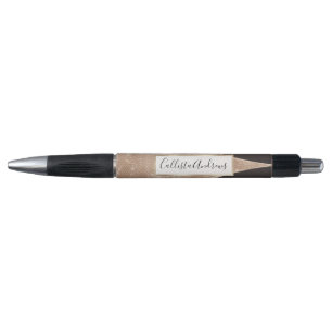Stylo Glamour Parties scintillant d'or Noir Courbé Trian