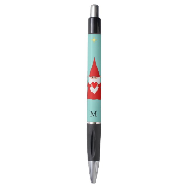 Stylo Gnome mignonne tenant un coeur et un monogramme En (Devant (Vertical))