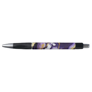 Stylo Gras Trendy violet jaune or faux marbre