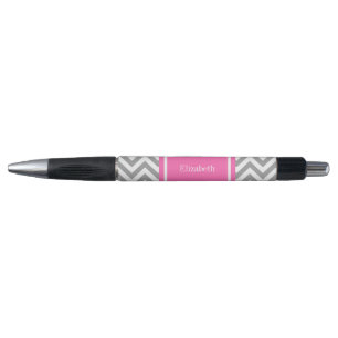 Stylo Gris foncé Lg Chevron Rose Chaude #2 Monogramme du