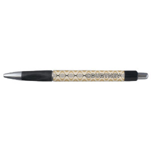Stylo Gris Ocre Moutarde Jaune Ivoire Motif Ondé Ogee
