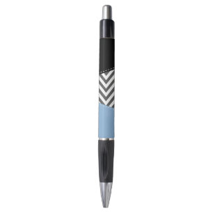 Stylo Gris Zigzag, Gris Chevron, Motif Zigzag, Bleu