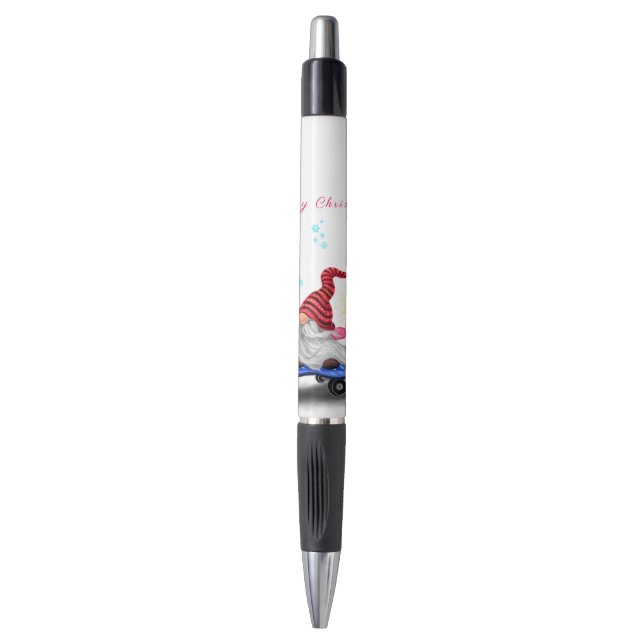 Stylo Happy Skater Gnome avec des cadeaux et Sparkler -  (Devant (Vertical))