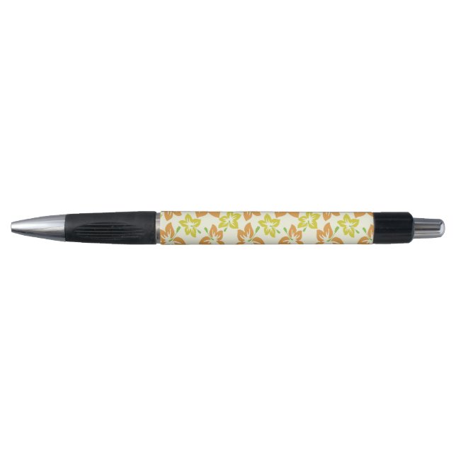 Stylo Hibiscus Jaune, Hibiscus Orange, Modèle Floral (Devant)