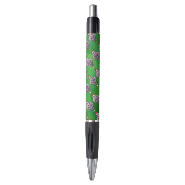 Stylo Hippo à Santa Hat Motif sur vert (Devant (Vertical))