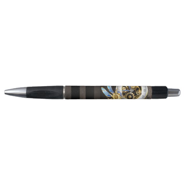 Stylo Horloge à vapeur avec libellule mécanique (Devant)