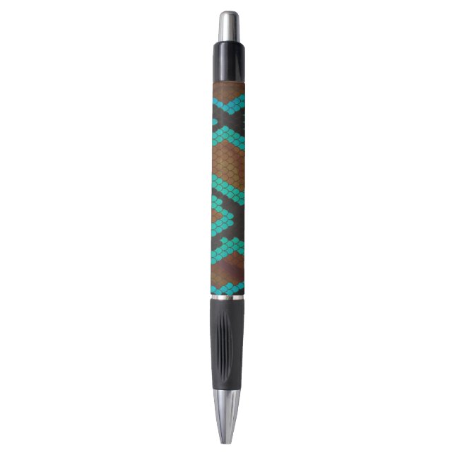 Stylo Impression Brown et Turquoise de serpent (Devant (Vertical))