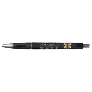 Stylo Infirmier - symbole Médicale - noir et or