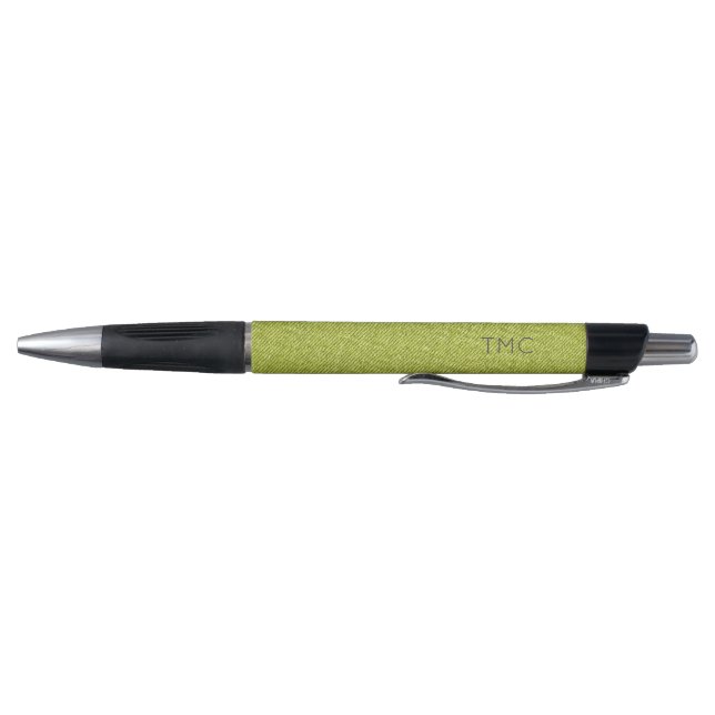 Stylo Initiales Monogramme Denim Vert Gris Cool moderne (Bas)