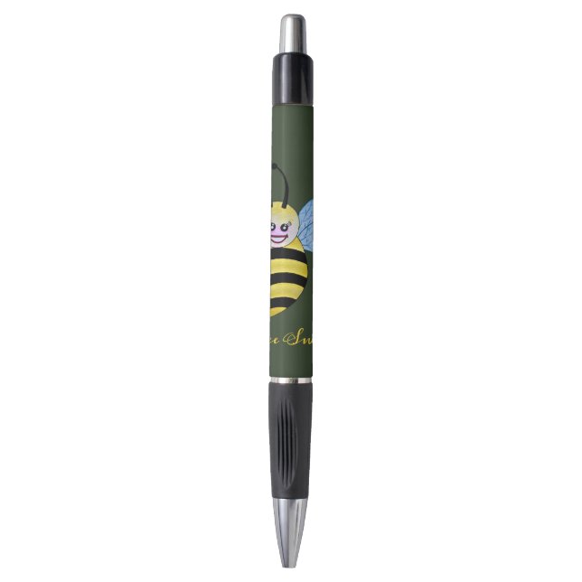 Stylo Jolie Abeille Aquarelle Avec Un Bon Sourire (Devant (Vertical))